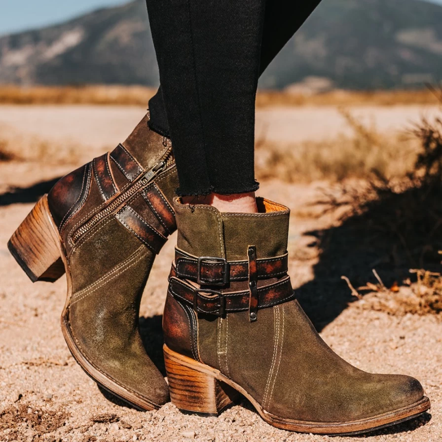 Freebird Stores Women's Shiloh Boot in Olive Suede - Casual Ankle Booties