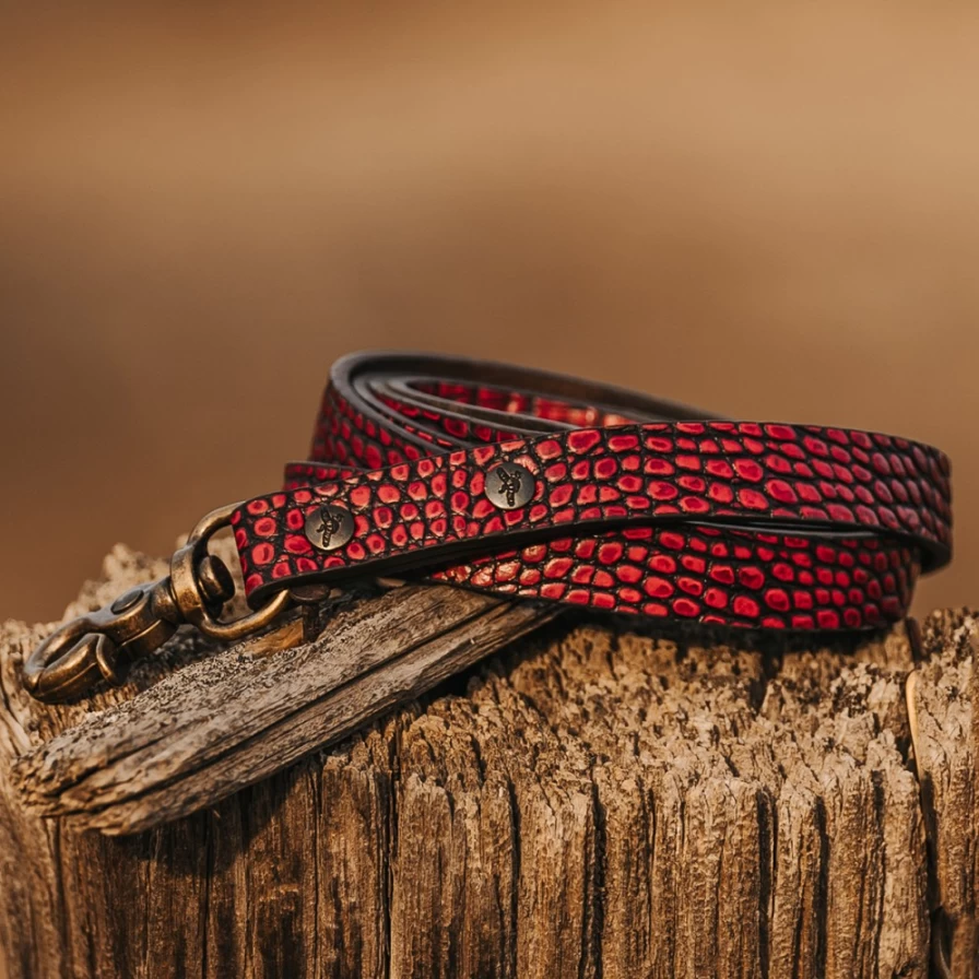 "Freebird Stores Women's Red Croco Pattern Dog Leash – Stylish and Durable Pet Accessory"