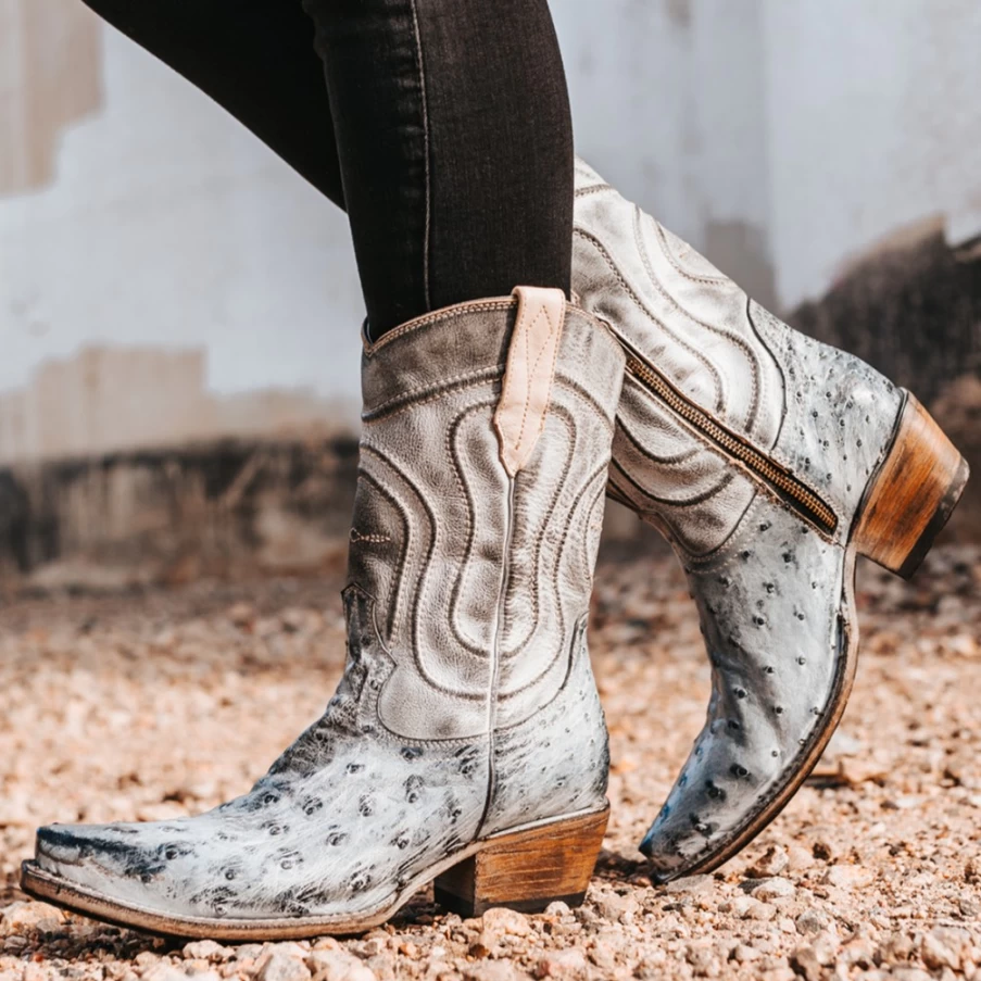 Freebird Stores Women's Warrick Boot in Ice Ostrich Multi Color