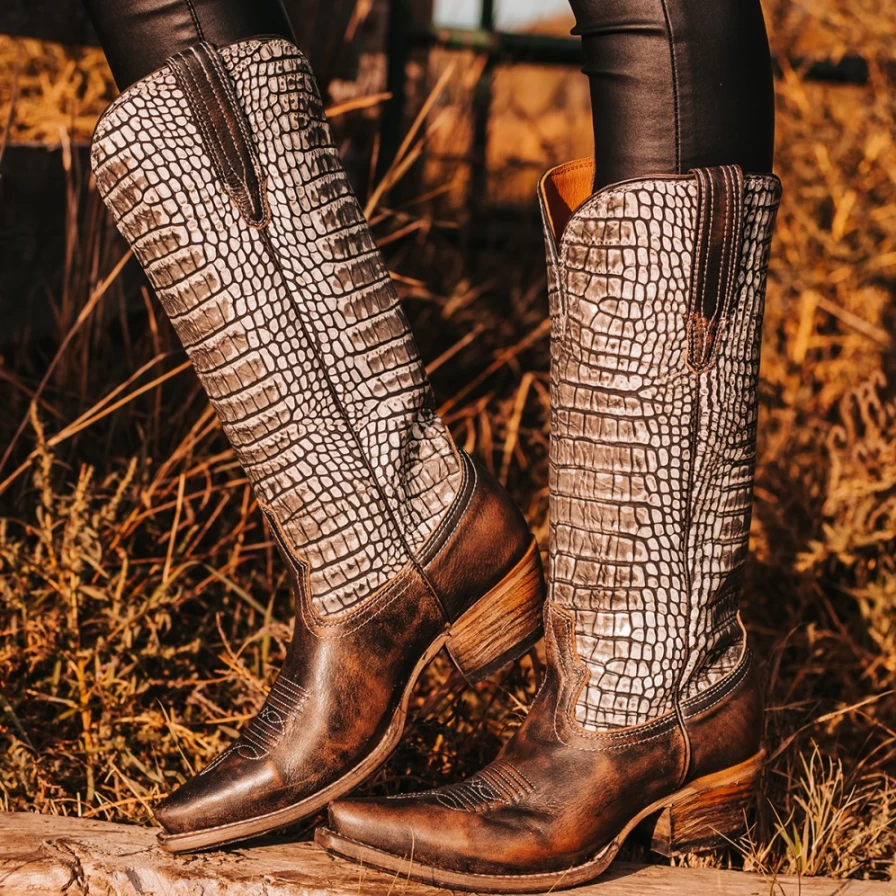 Freebird Stores Women's Black Croco Multi Woodland Boots