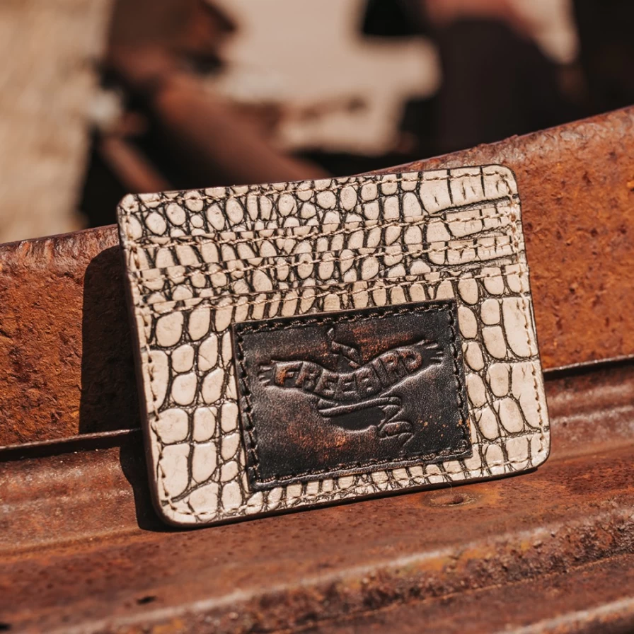 Freebird Stores Women's Taupe Croco Leather CC Wallet - Stylish & Compact Card Holder
