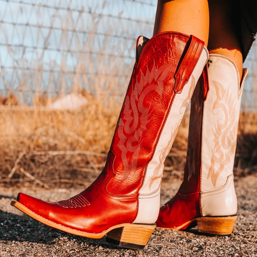 Freebird Stores Womens Woodland Boots - Red Multi Color Stylish & Comfortable Footwear