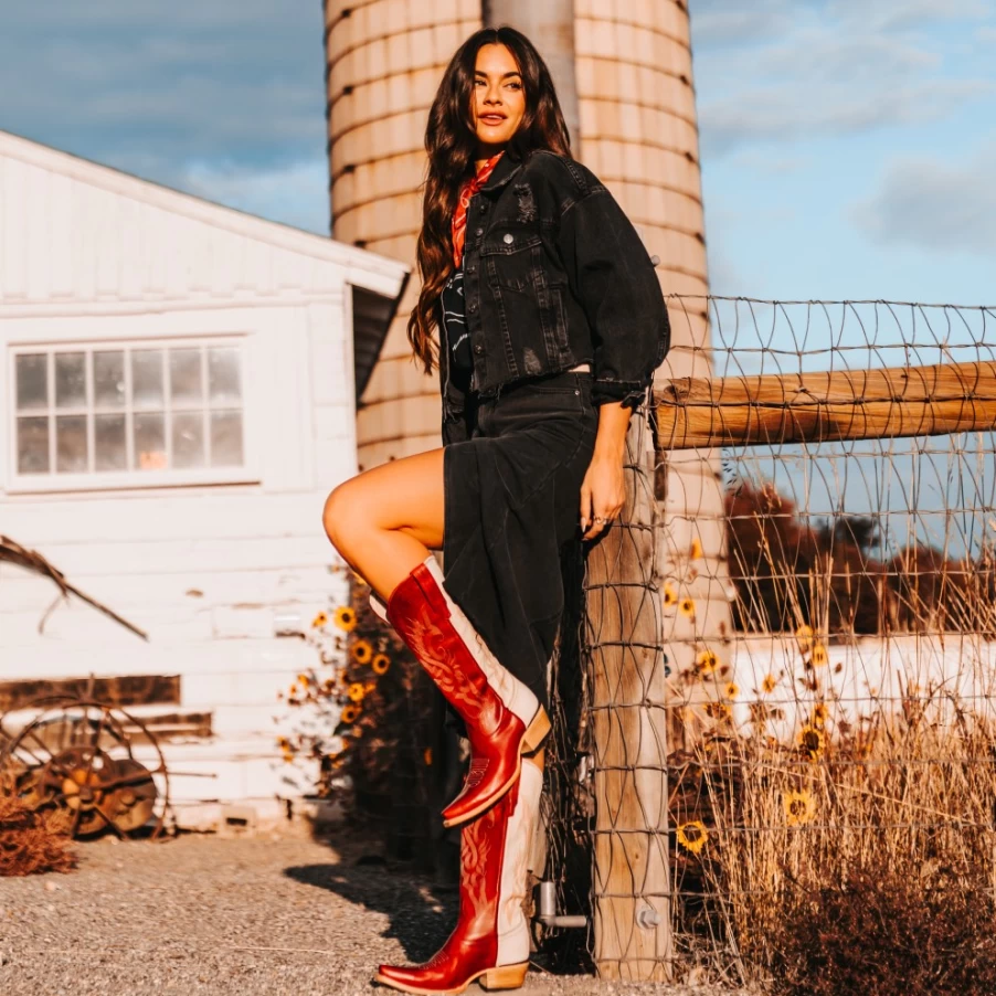 Freebird Stores Womens Woodland Boots - Red Multi Color Stylish & Comfortable Footwear