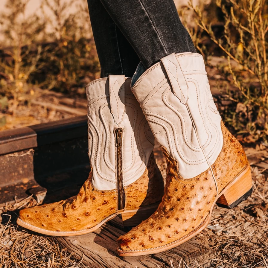 Freebird Stores Women's Warrick Tan Ostrich Multi Boots