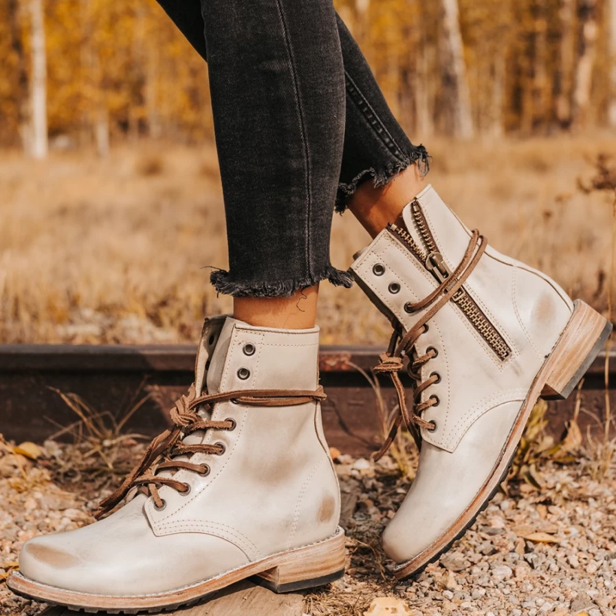 "Freebird Stores Women's Taupe Distressed Manchester Boots"