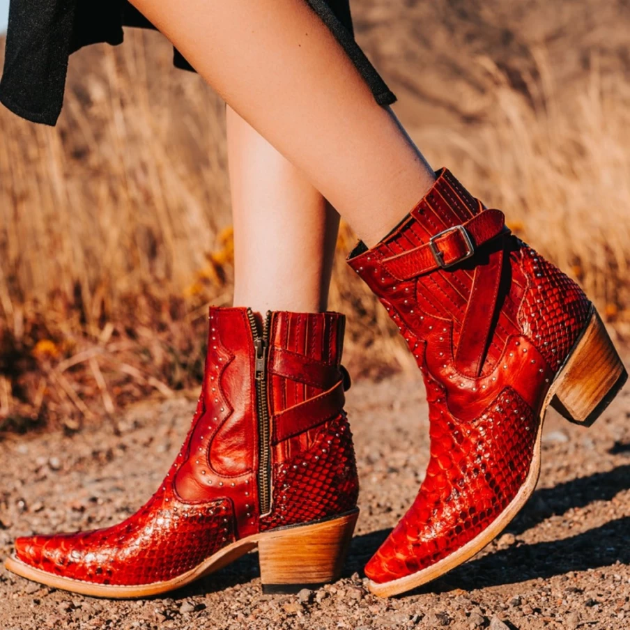 Freebird Stores Women's Red Python Morgan Boots
