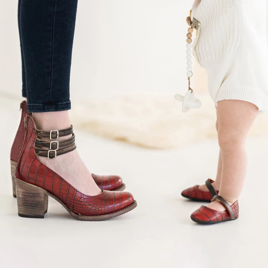 Freebird Stores Women's Baby Jane Red Croco Leather Boots