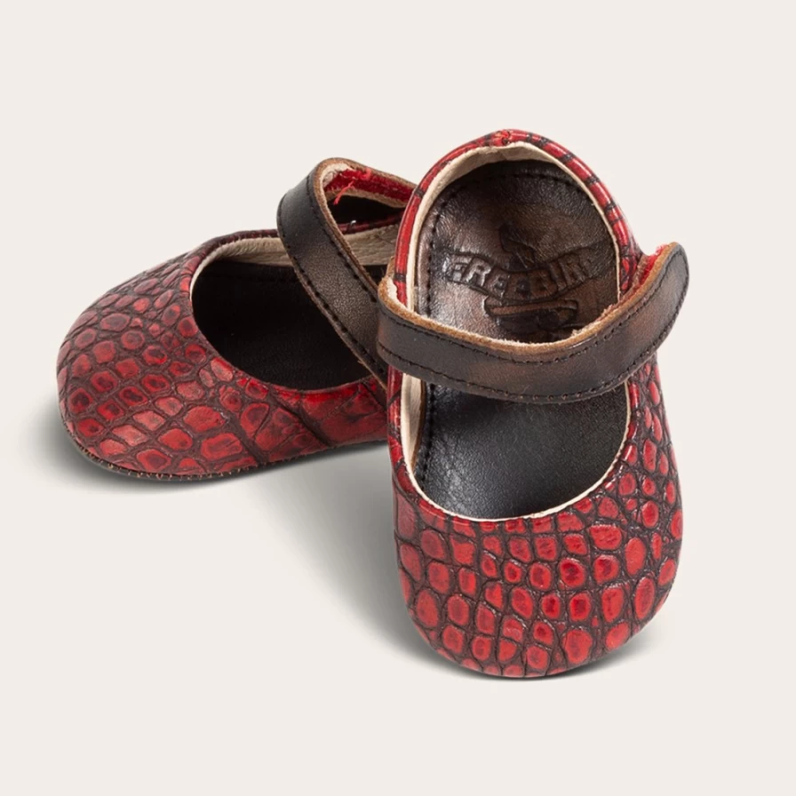 Freebird Stores Women's Baby Jane Red Croco Leather Boots