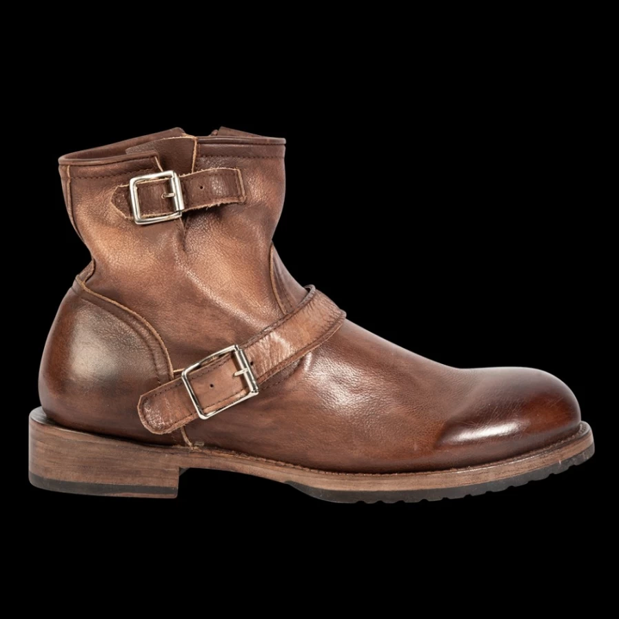 Freebird Stores Men's Brown Distressed Railroad Boots - Vintage Leather Casual Footwear