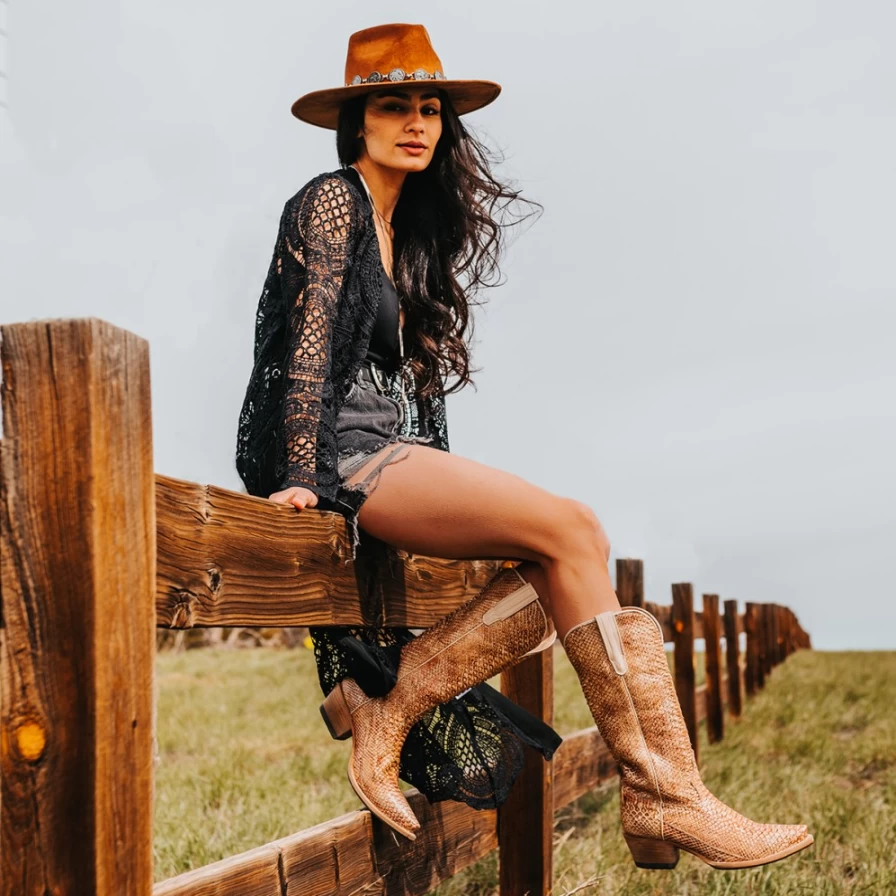 Freebird Stores Womens Beige Python Woodland Boots