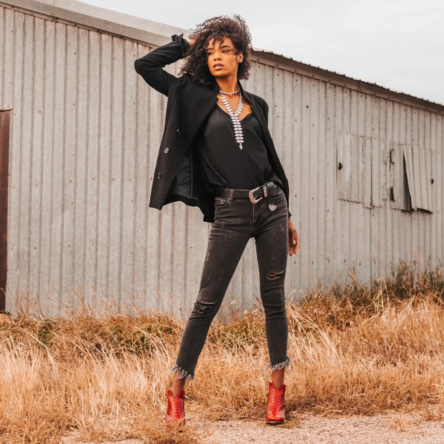 Freebird Stores Women's Red Croco Detroit Boots