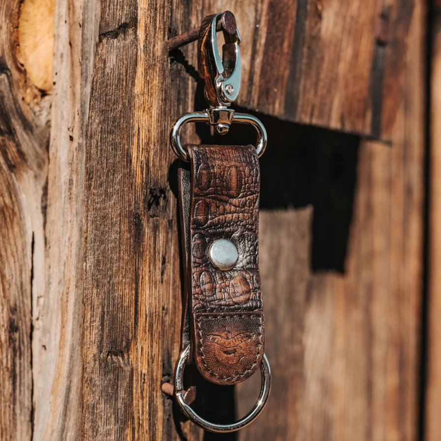 "Freebird Stores Women's Brown Distressed Leather Key Chain"