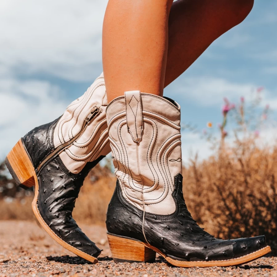 Freebird Stores Womens Warrick Black Ostrich Multi Boots