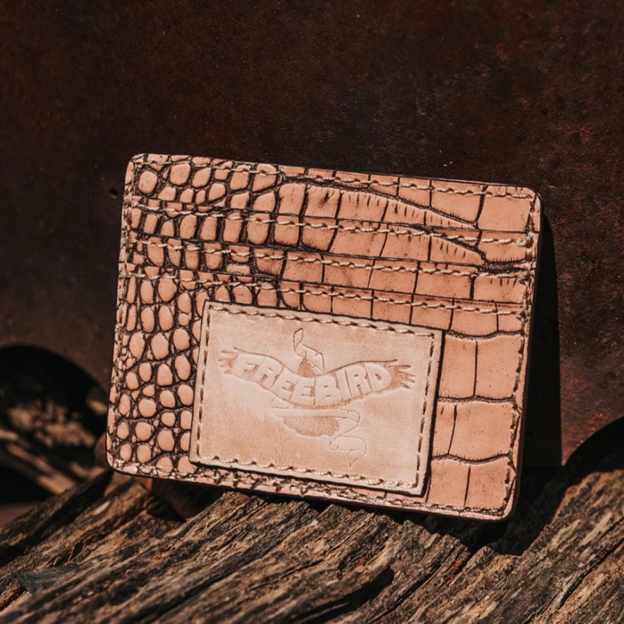 Freebird Stores Women's Pink Croco Embossed CC Wallet - Stylish Card Holder for Women