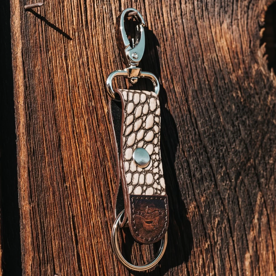 "Freebird Stores Women's Taupe Crocodile Key Chain - Stylish & Durable Accessory"