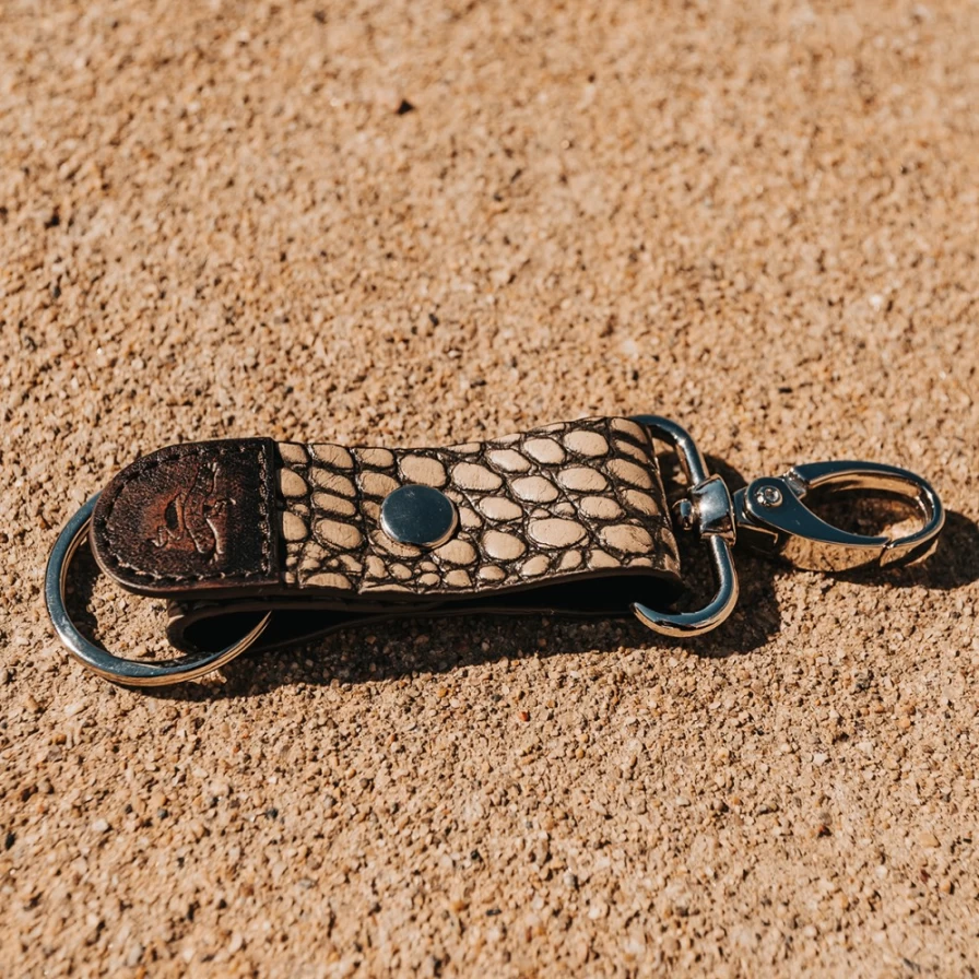 "Freebird Stores Women's Taupe Crocodile Key Chain - Stylish & Durable Accessory"