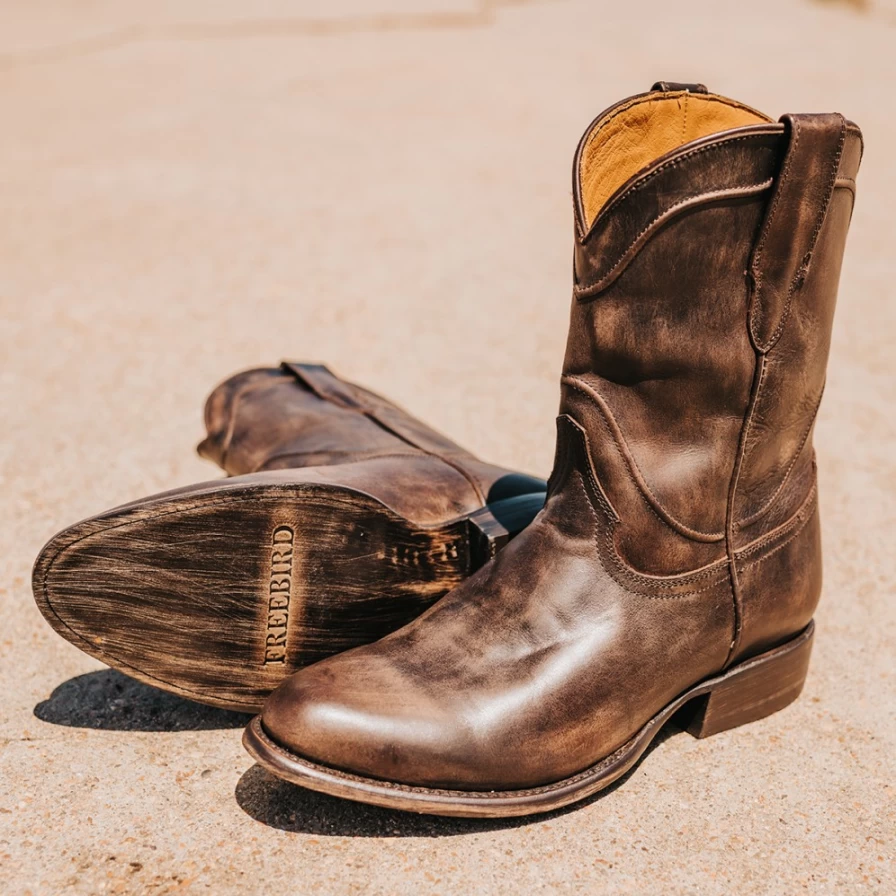 Freebird Stores Men's Outlaw Brown Distressed Leather Boots