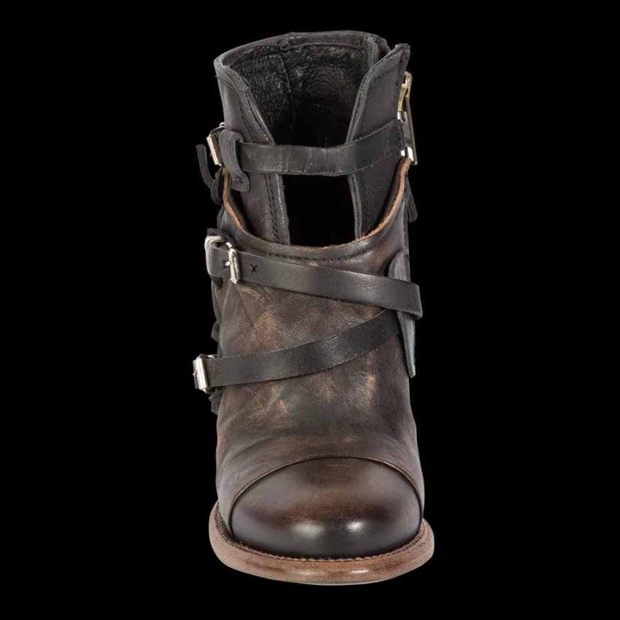 Freebird Stores Women's Black Distressed Crue Boots - Vintage Leather Ankle Booties for Women