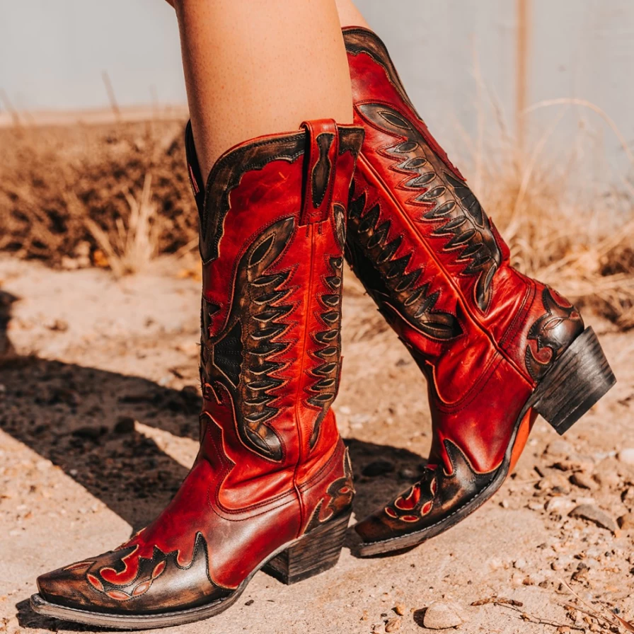 Freebird Stores Women's Willie Boots in Red Multi - Stylish & Comfortable Footwear
