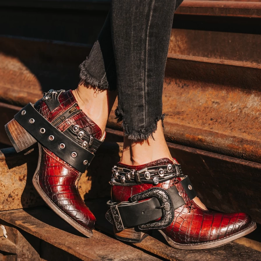 "Freebird Stores Women's Red Croco Saloon - Stylish & Comfortable Footwear"