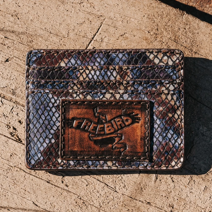 Freebird Stores Women's Blue Multi Snake Print CC Wallet - Stylish & Compact Card Holder