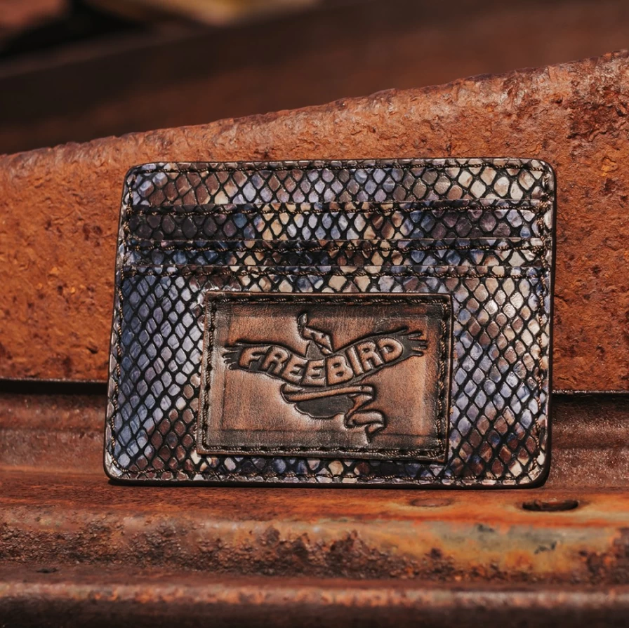 Freebird Stores Women's Blue Multi Snake Print CC Wallet - Stylish & Compact Card Holder