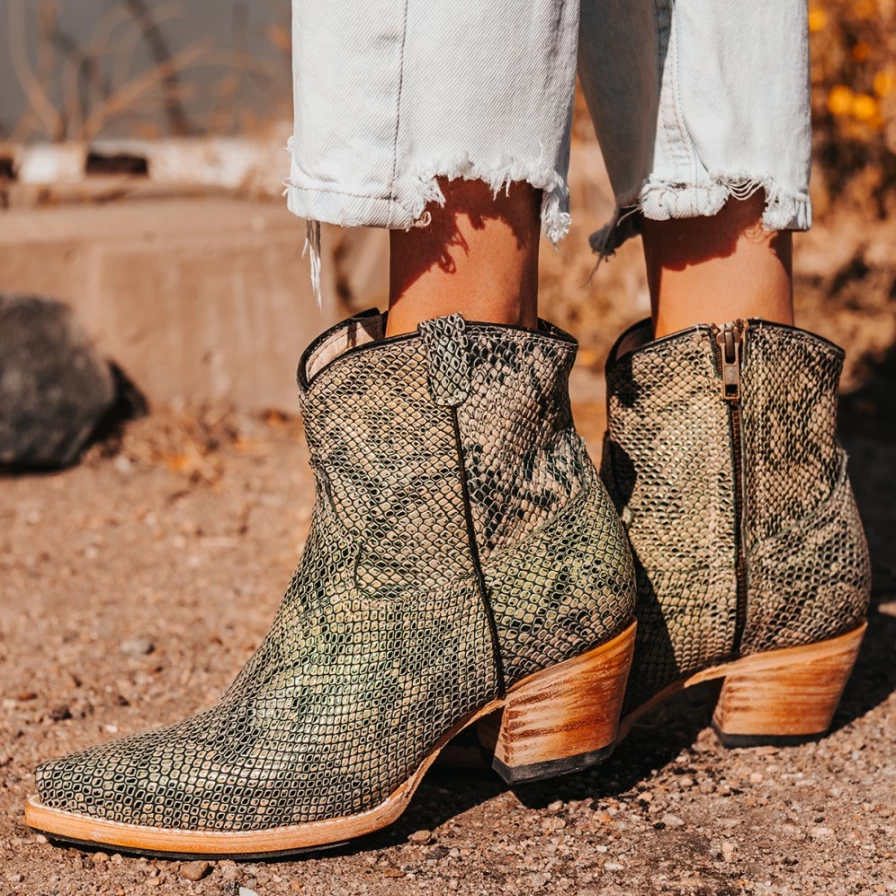 Freebird Stores Women's Miramar Green Snake Boots