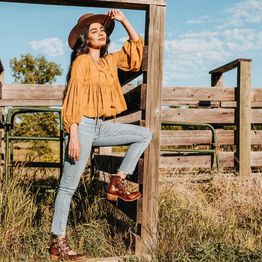 Freebird Stores Women's Scarlett Boot in Cognac Multi Color