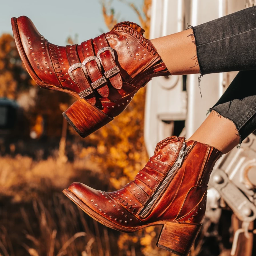 Freebird Stores Women's Savanna Boot in Cognac - Stylish & Comfortable Ankle Booties