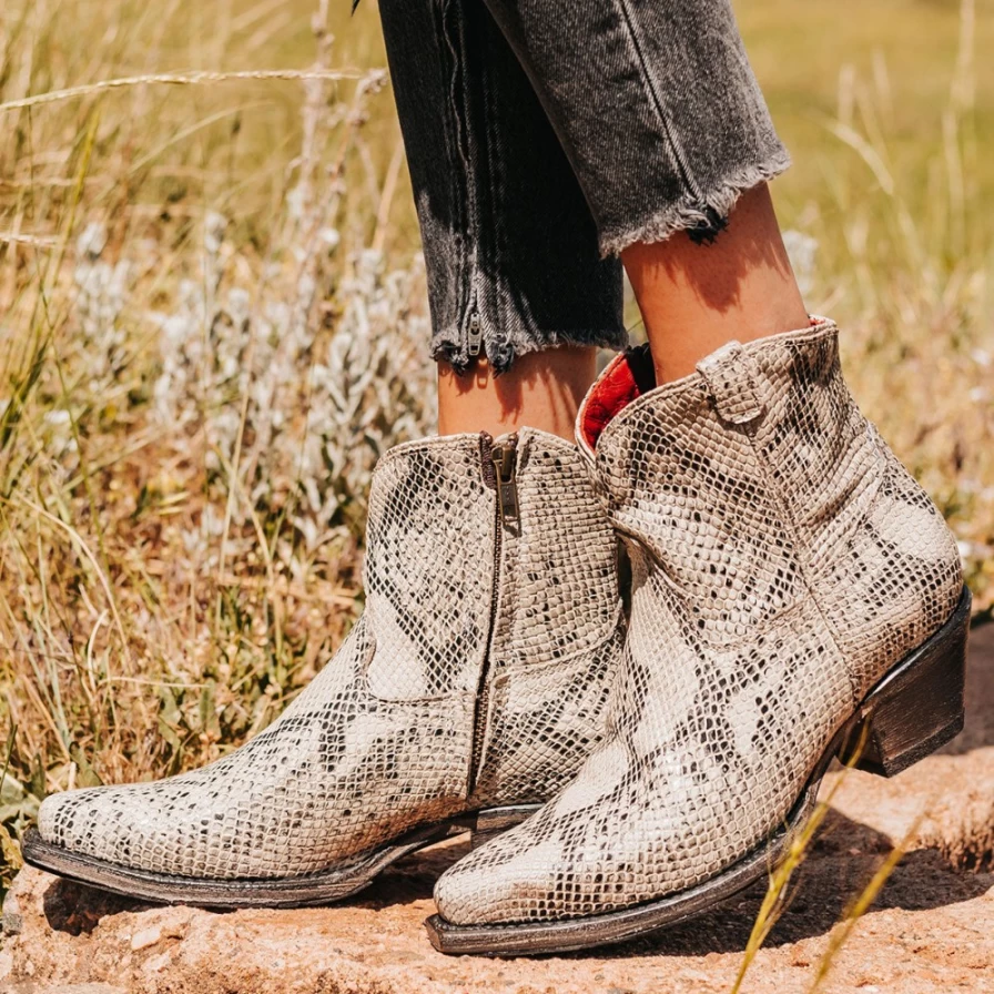 Freebird Stores Women's Miramar Black & White Snake Boots