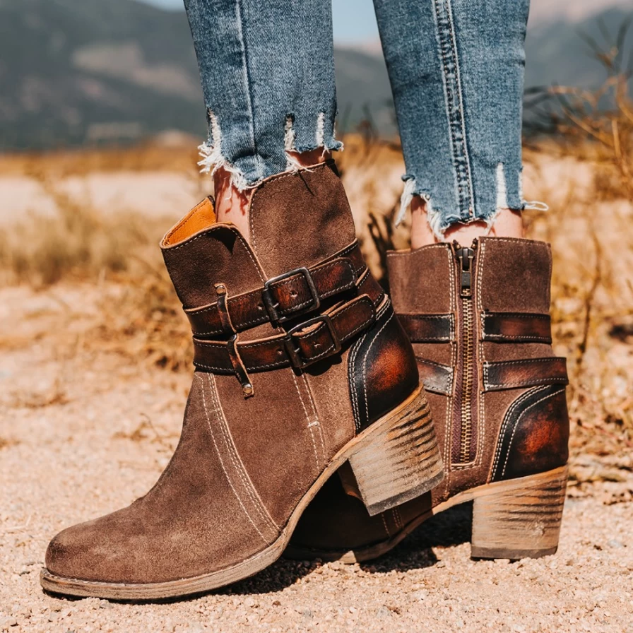 Freebird Stores Women's Shiloh Boot in Grey Suede - Casual Ankle Booties